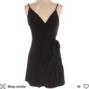Black Faux Wrap Front Romper